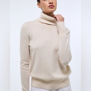Hudson North Cashmere Cream Turtleneck Sweater